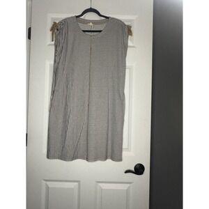Mystree Tie Cap Sleeve Striped Crew Shift Dress W Pockets Medium Nwt 55